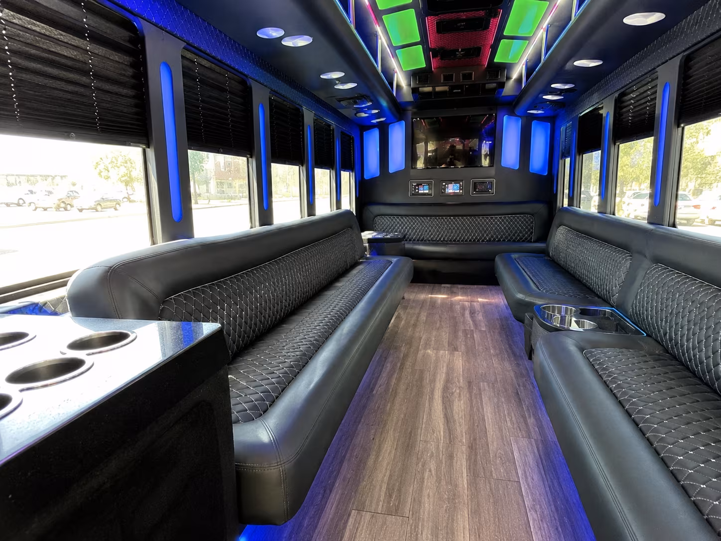egg harbor 15 passenger party bus inside