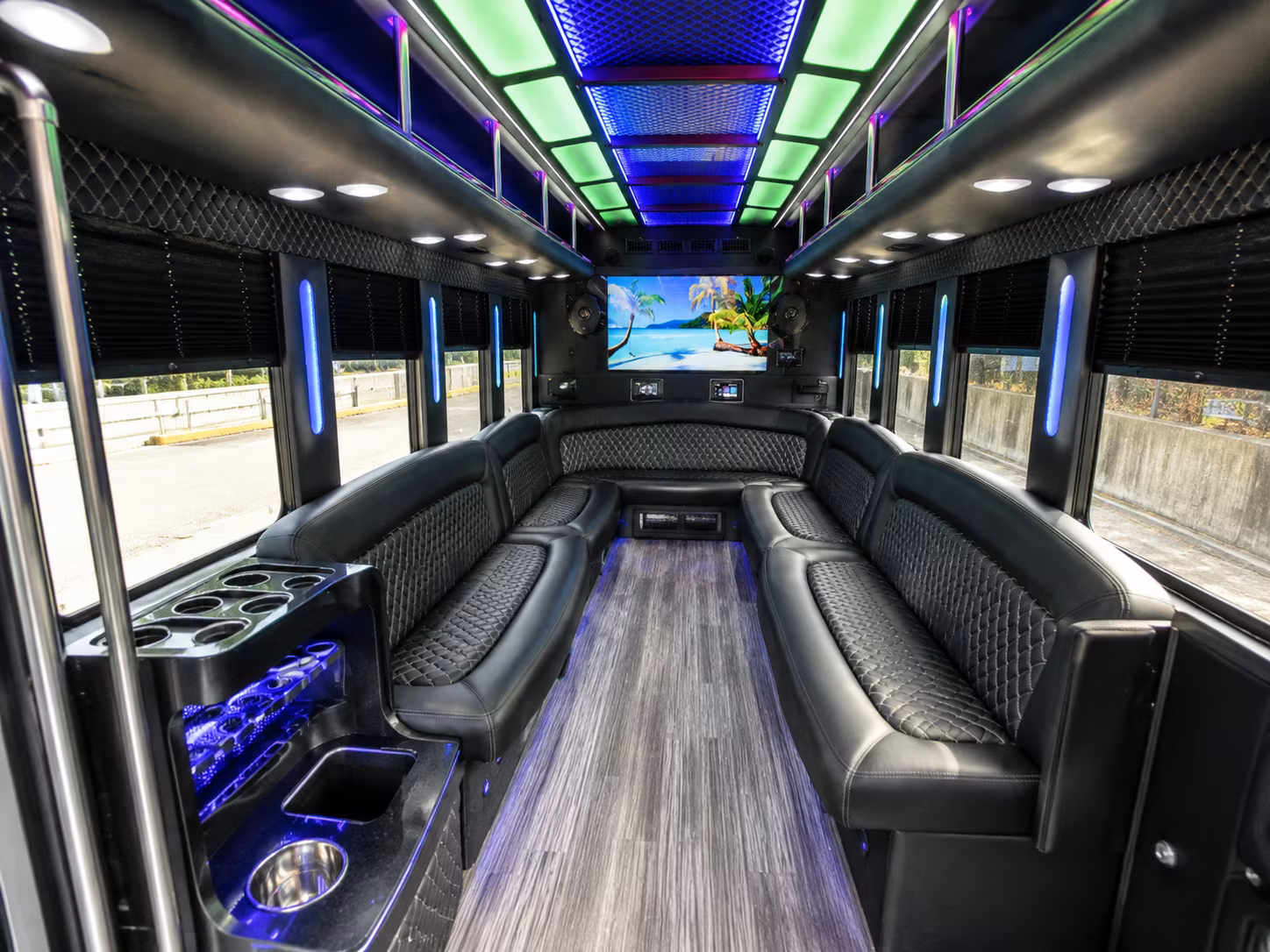 egg harbor 18 passenger party bus inside