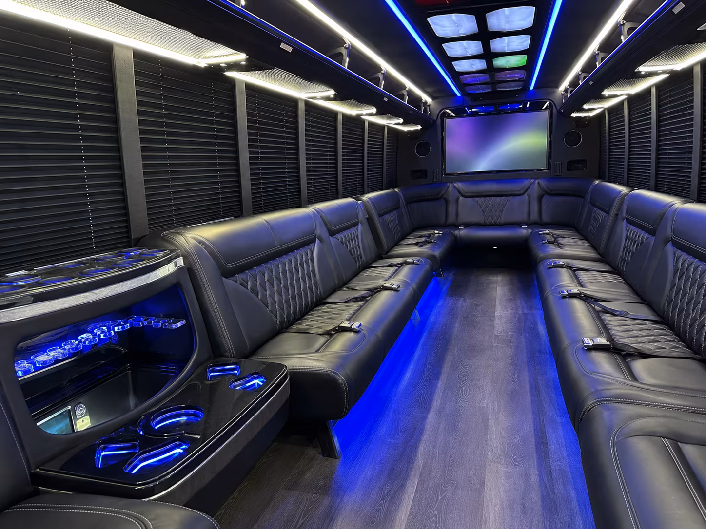 egg harbor 20 passenger party bus inside
